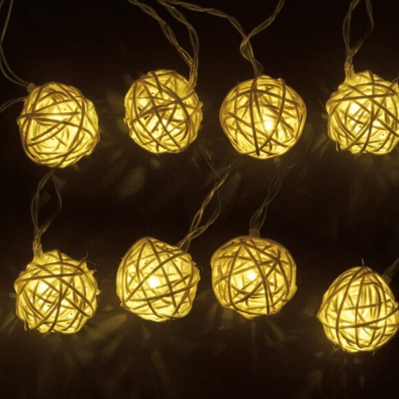 PBK Rattan Ball String Lights - Picture 1 of 3
